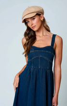 Sweetheart Corset Seam Detail Denim Midi Dress