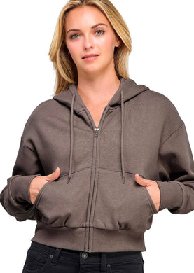Basic Fleece Full Zip Up Hoodie