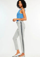 High Rise Stripe Slim Straight JEANS