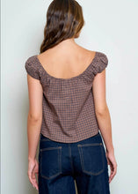 Plaid Front Tie Button Down Short Sleeve Top