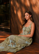 MULTI-PATTERN SLEEVELESS CORSET MIDI DRESS