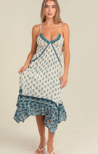 V Neck Adjustable Straps Hanky Hem Maxi Dress