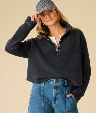 ADRIANA SNAP FRONT WASHED PULLOVER