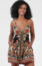 V Neck Printed Dress with Pockets