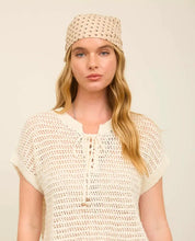 Lace Up Neckline Crochet Knit Short Sleeve Top