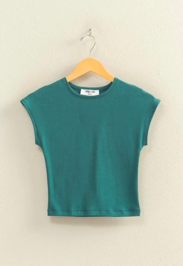 Fitted Cropped Cap Sleeve Top