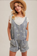 Flower Motif Denim Shortall