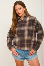 Plaid Button Down Collared Boxy Long Sleeve Shirt
