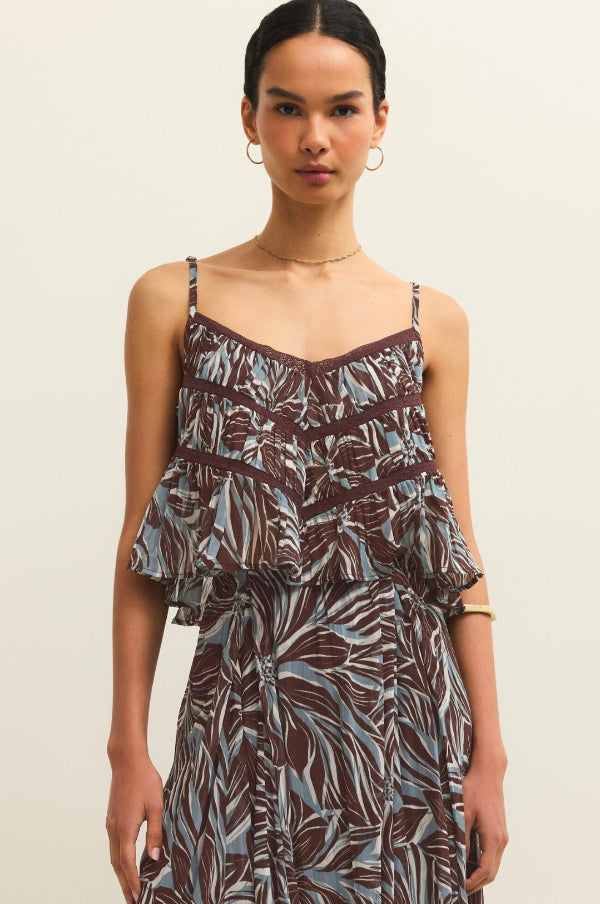 Casey Zinn Floral Tank Chocolate Cherry