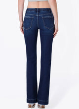 Mid Rise Dark Wash Seamless Waistband Bootcut Jeans