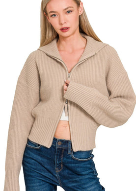 Collared Zip Up Sweater