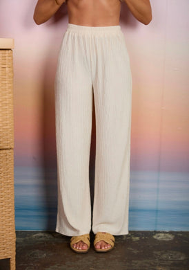 TEXTURED KNIT ELASTIC WAIST LOUNGE PANTS