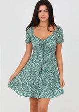 Cactus Print Short Sleeve Short Dress with Smocked