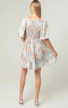 Smocked Bodice V Neck Lace Trim Short Sleeve Dres
