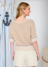 STRIPE RAW EDGE DETAIL CONTRAST TRIM SWEATER