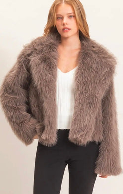Shawl Collar Faux Fur Jacket