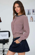 Stripe Contrast Trim Button Down Knit Cardigan
