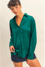 Button-Up Satin Shirt with Collared Neckline