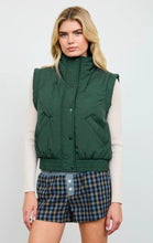 Cropped Mock Neck Snap Puffer Vest