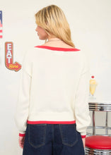 CONTRAST TRIM AMERICAN FLAG KNIT PULLOVER SWEATER
