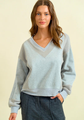 BRUSHED TERRY MIX MEDIA BLOCK SWEATSHIRT