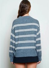 Stripe Drop Sleeve Crew Neck Knit Pullover