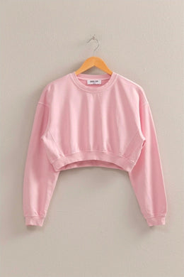 Crew Neck Long Sleeve Crop Sweatshirt