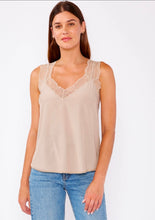Scallop Lace Trim V Neck Tank Top | Stone