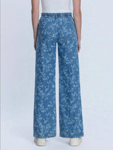 HIGH RISE FLORAL PRINT BAGGY WIDE LEG JEANS