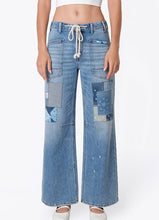 HIGH RISE PATCHWORK DETAIL JEANS