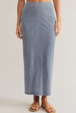 Gail Jersey Denim Midi Skirt Vintage Indigo