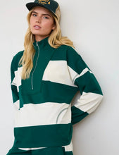 Wide Stripe Half Zip Long Sleeve Knit Top