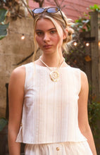 Stripe Sleeveless Side Button Detail Top