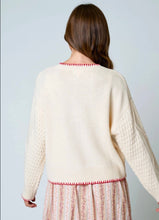 Floral Embroidery Contrast Stitch Knit Cardigan