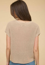 CREW NECK SHORT SLEEVE CROCHET KNIT PULLOVER
