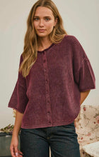Washed Ribbed Short Sleeve Rolled Edge Cardigan