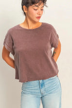 Acid Washed Cross Detail Open Back Top