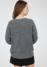 Solid Crewneck Front Seam Knit Sweater