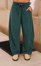 Smocked Waist Drawstring Barrel Leg Sweatpants