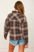 Plaid Button Down Collared Boxy Long Sleeve Shirt