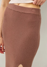 Ribbed Knit Sweater Midi Skirt with Side Slit