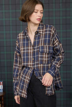 Plaid Button Down Pocket Detail Long Sleeve Shirt