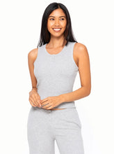 Bamboo Blend Henley Ribbed Tank Top