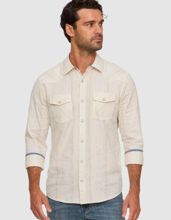 HUEYTOWN LS TEXTURED STRIPE WESTERN SHIRT