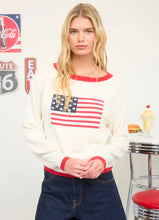 CONTRAST TRIM AMERICAN FLAG KNIT PULLOVER SWEATER