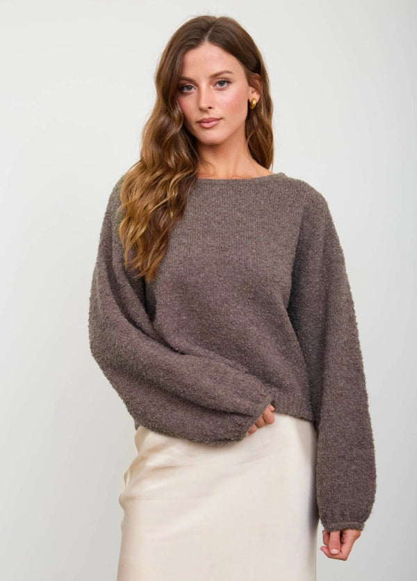 Long Sleeve Fuzzy Knit Pullover Sweater