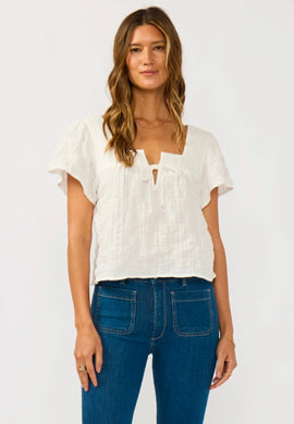 Square Neck Puff Sleeve Gauze Top