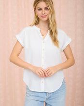 Cuffed Sleeve Button Down Lightweight Top