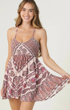 V Neck Smocked Bodice Racer Back Printed Short Dr
