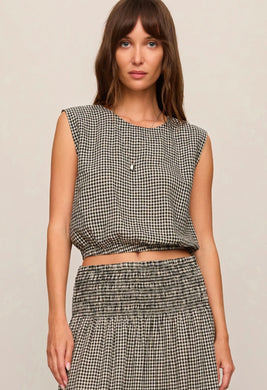 Merit Gingham Top Black
